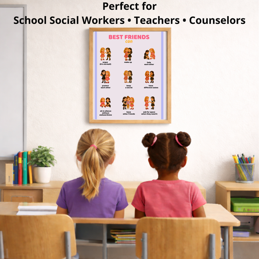Educational Poster - Mia and Ella – Best Friends Can  Social Emotional Learning Poster for Kids