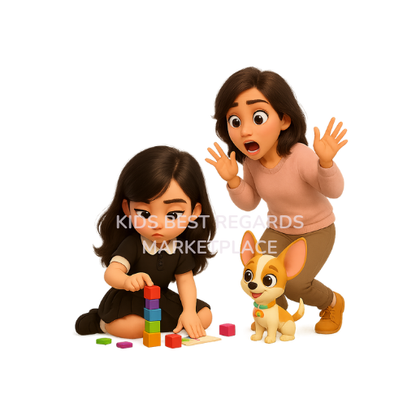 Mia and Ella – Play & Learning Clipart Set (9 PNG Illustrations)